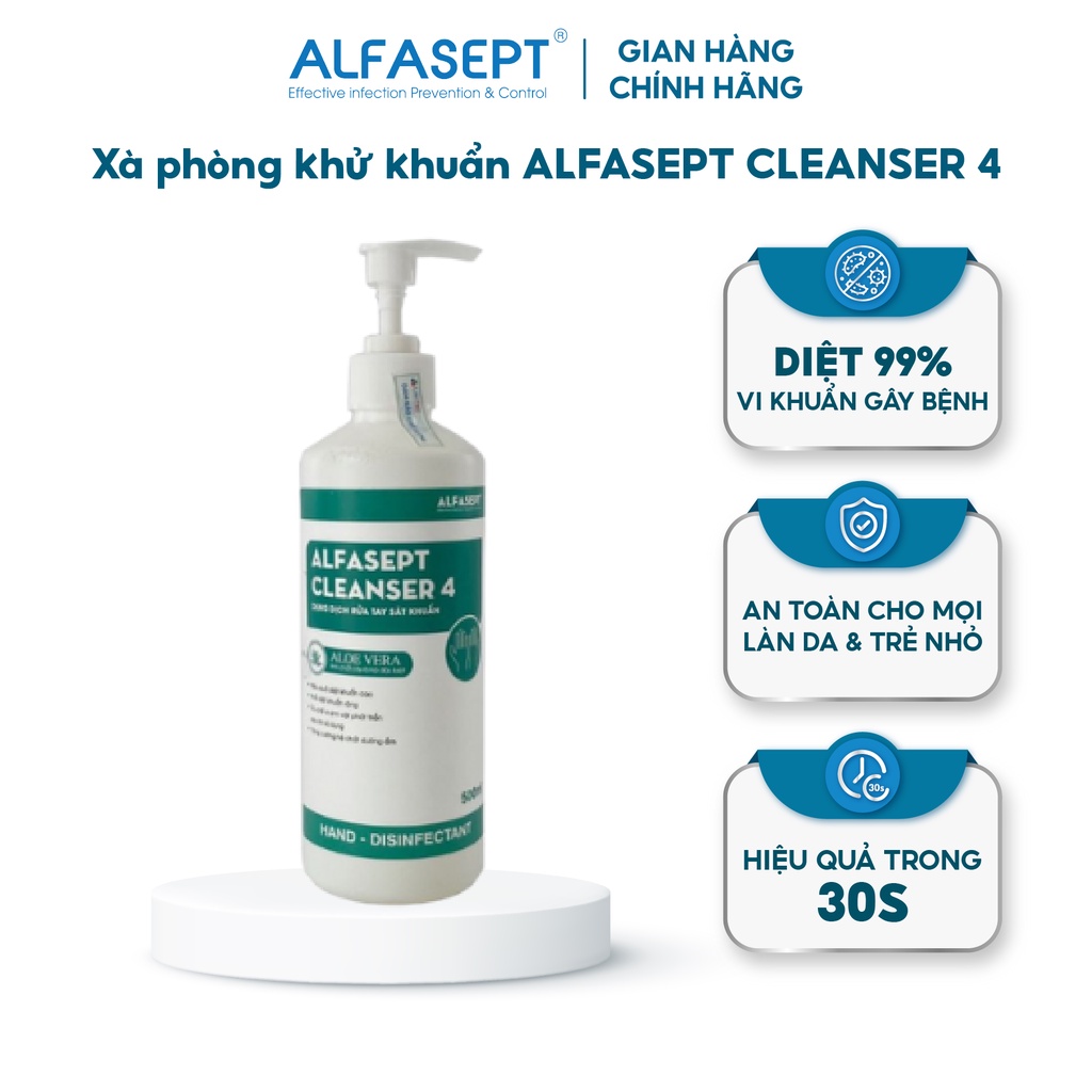 Xà Phòng Rửa Tay ALFASEPT Cleanser 4 Giúp Khử Khuẩn Nhanh Chóng, Tăng Cường Khả Năng Giữ Ẩm Cho Da Lọ 500ml