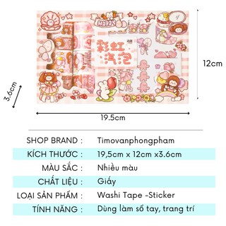 Sticker cute hình dán sổ tay mũ bảo hiểm washi tape dụng cụ bullet journal combo nhãn dán TIMO WS5