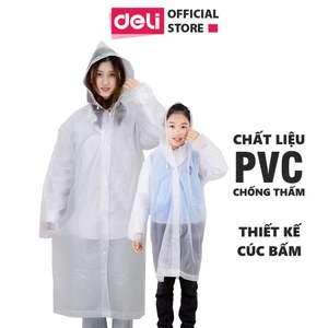Áo Mưa Trong Suốt Deli - Phù hợp mưa phùn, bụi, nồm, ẩm - Vải Chống Thấm Cao Cấp - Thời Trang - DL553010 / DL553011