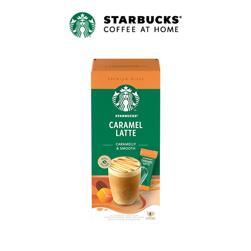 Cà phê hòa tan cao cấp Starbucks Caramel Latte (Hộp 4 gói x 23g)