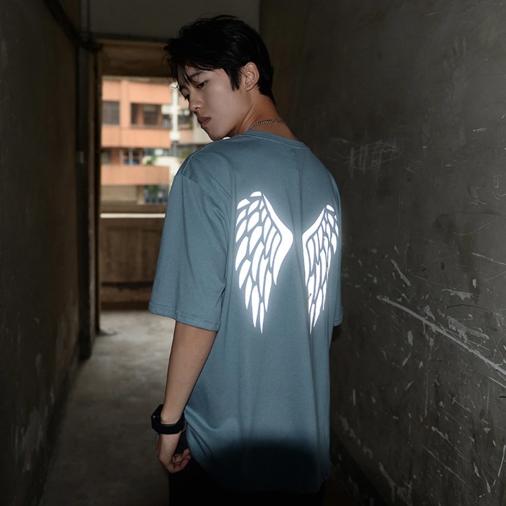 Áo thun Stee Cổ tròn  Phản quang WINGS PLUS Localbrand ICVCVVNI Unisex Menwear