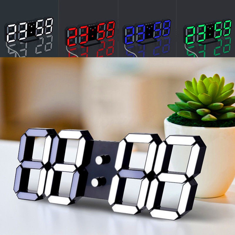 Đồng hồ điện tử LED 4 màu tự chọn cho bàn làm việc, hay treo tường ...