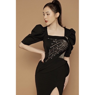 Đầm dạ hội kết pha Lê cánh chim cao cấp (đầm dự tiệc cao cấp) tặng hoa tai thời trang TẶNG KÈM HOA TAI THỜI TRANG
