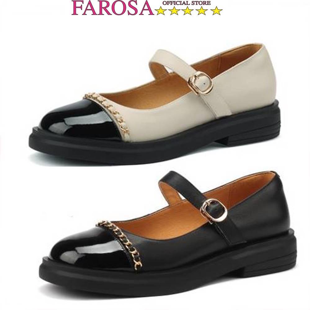 Giày búp bê nữ Mary Jane FAROSA giày lolita khoá cài vuông đế cao 3cm phối xích cực xinh-TK01