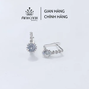 Bông Tai Bạc Khóa Bấm Đá Tròn - Minh Canh Jewelry