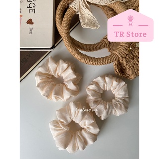 Scrunchies cotton họa tiết loại phồng to lớn cột tóc XL