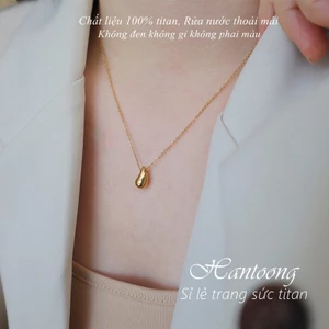 Dây chuyền titan nữ không đen gỉ mặt hình giọt nước thiết kế đơn giản tinh tế