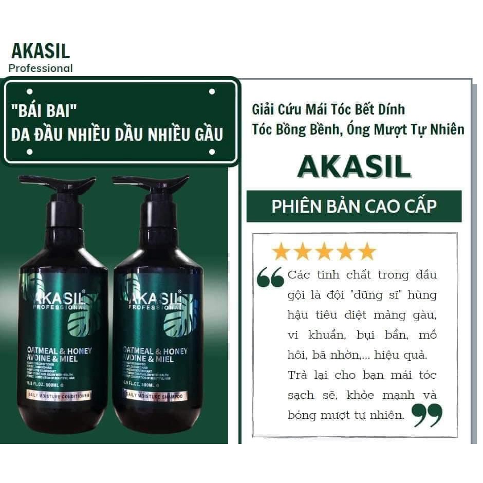 Cặp Dầu Gội Xả AKASIL 500ml/1000ml | Dưỡng Tóc Mềm Mượt, Hỗ Trợ Sạch Gàu Dầu.