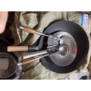 chảo thép carbon Tay câm gỗ  43cm chảo thép chông dính