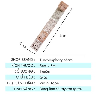 Washi Tape Vintage Băng Dán Cổ Điển Kiểu Retro Châu Âu Trang Trí Sổ Tay Decor TIMO WS14