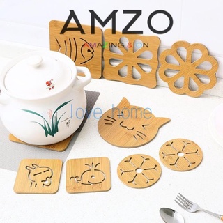 AMZO_MIẾNG LÓT NỒI BẰNG GỖ CÁCH NHIỆT CHỐNG TRƠN TRƯỢT TIỆN DỤNG NHIỀU HÌNH - GIAO NGẪU NHIÊN