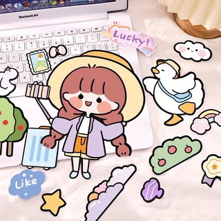 Sticker cỡ lớn kiểu cute cô bé gấu con anime hoạt hình đáng yêu dán mũ bảo hiểm bàn học vali trang trí sổ tay ST69