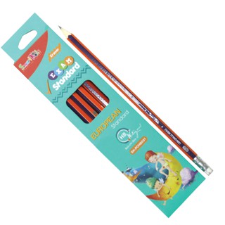 Hộp 12 Bút chì thân gỗ trắng, có gôm HB SK-PCHB001 SMARTKIDS (12 cây/hộp)