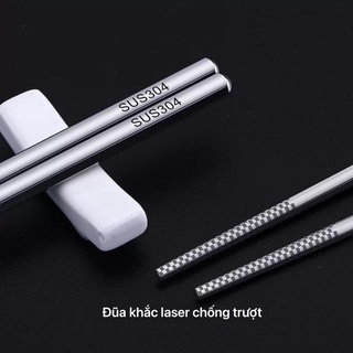 Combo 5 Đôi Đũa Inox SUS 304 - Đũa Thép Không Rỉ Đũa Ăn Cơm Chống Trượt, Sang Trọng & Bền Bỉ