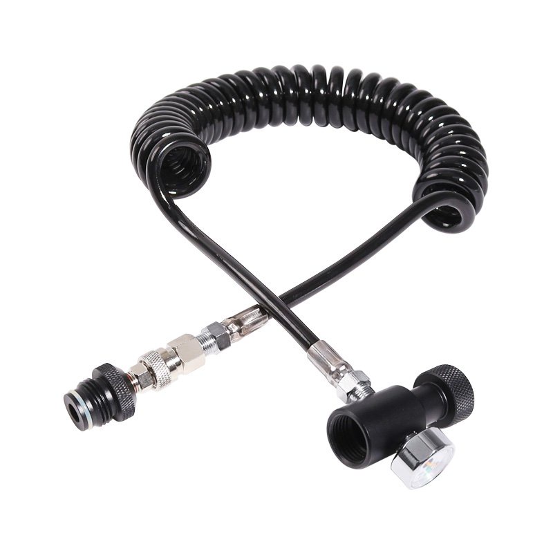 Ống cuộn từ xa Paintball Co2 Khí nén có kiểm tra trượt và đồng hồ đo khổ 3000psi