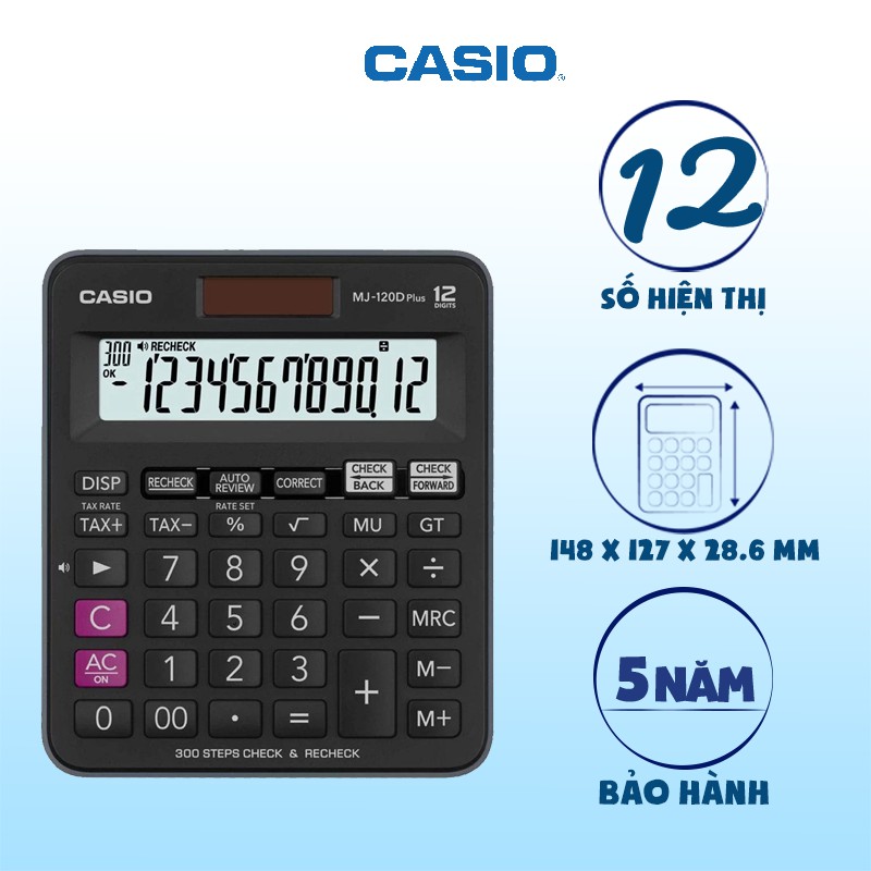 Máy tính Casio MJ-120DPLUS-BK chính hãnh dành cho văn phòng, cửa hàng và shop bán hàng