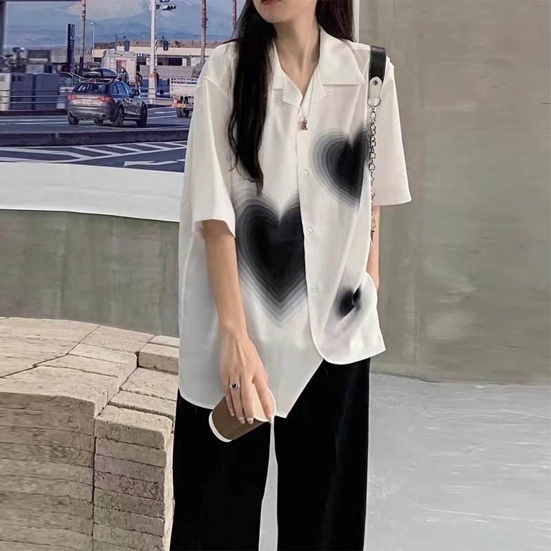 Áo Sơ Mi Nữ Ngắn Tay Cổ Bẻ Form Rộng Thời Trang Hàn Mới | Shopee Việt Nam