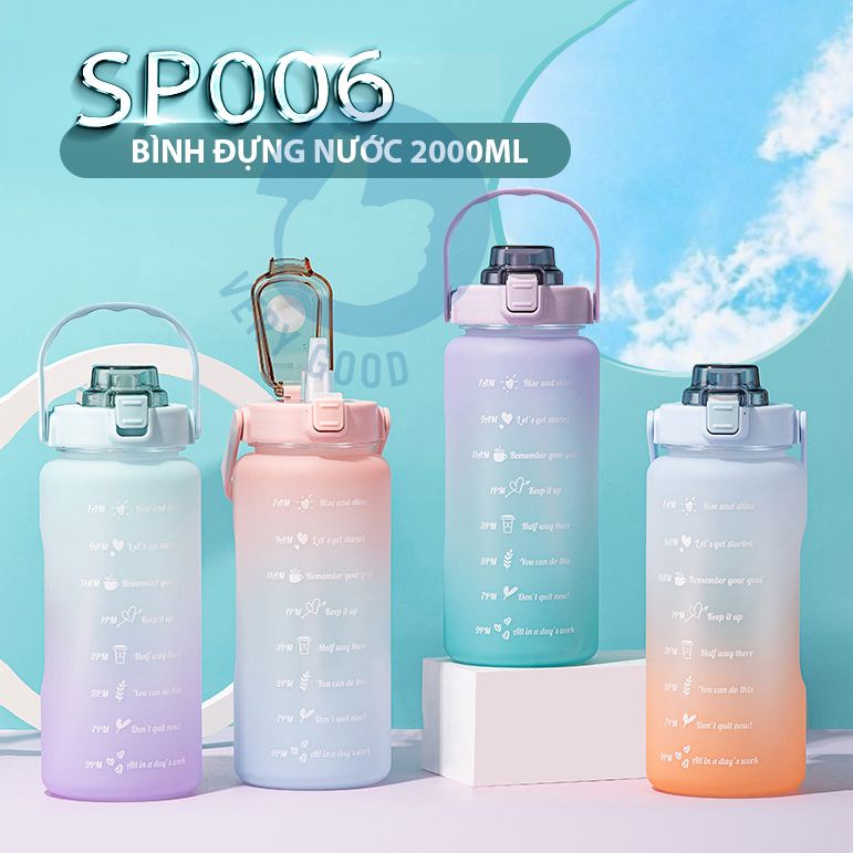 Bình nước 2 lít Dễ Thương Căn Lượng Nước Và Thời Gian Nhắc Uống Nước