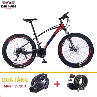 Xe Đạp Thể Thao Địa Hình NS-06 Vành 26 inch 24 Tốc Độ Đại Nam Sport + Mũ Bảo Hiểm,Khóa Dây Và Chắn Bùn