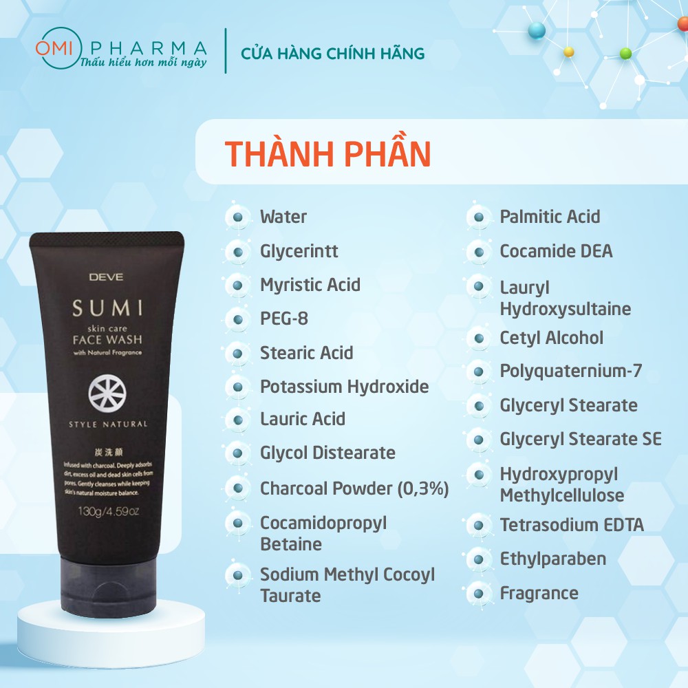 Ảnh Sữa Rửa Mặt Than Hoạt Tính Deve Sumi Face Wash (170g) 3
