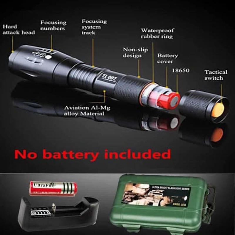 đèn pin siêu sáng cầm tay sạc pin 6800W- Police  thời gian chiếu sáng dài công nghệ Đức bảo hành 12 tháng