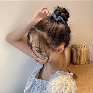 [Handmade] Scrunchies dây cột tóc vải xô đũi phồng có tag gấu xinh xắn nhiều màu dành cho bạn gái