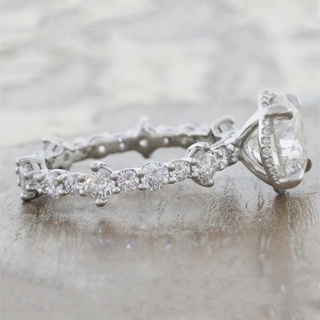 Nhẫn Mạ Bạc 925 Đính Đá Zircon Đơn Giản Thời Trang Cho Nữ