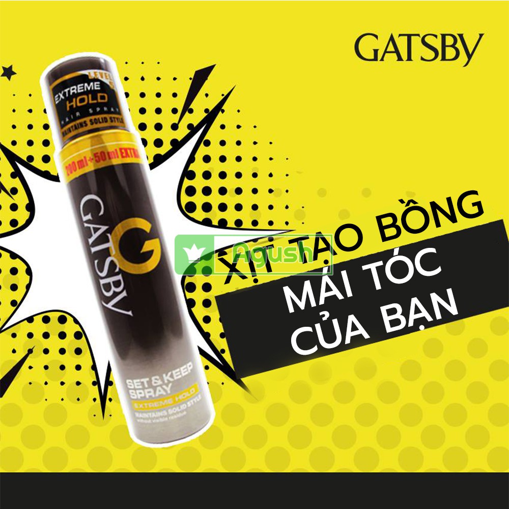 Keo xịt tóc nam nữ thơm cứng giữ nếp lâu chính hãng nhật bản Gatsby Hair Spray Extreme Hold lọ mini 66ml không bết dính