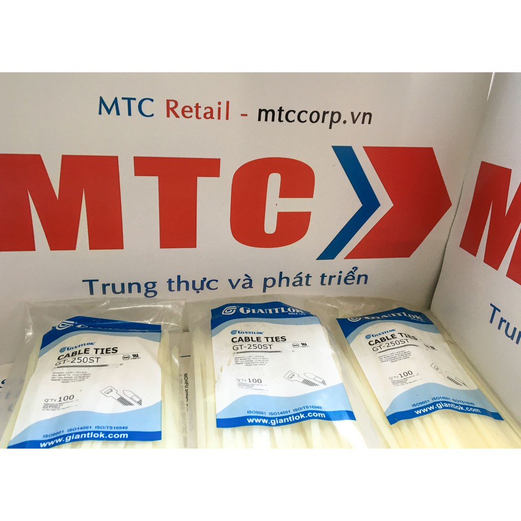 Túi 100 Dây thít, dây rút nhựa màu trắng 250×4.8mm cao cấp GT250STC ...
