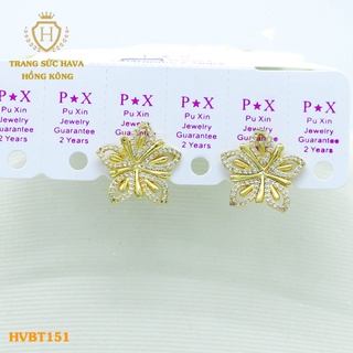 Bông Tai Nữ Titan, Khuyên Tai Đính Đá Xi Mạ Vàng 24k Cao Cấp - Trang Sức Hava Hong Kong - HVBT151