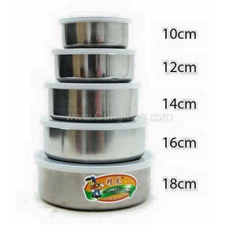 [Kèm nắp]Bộ 5 Thố Inox Có Nắp Đậy Cao Cấp Kích Thước Từ 10 12 14 16 18 cm