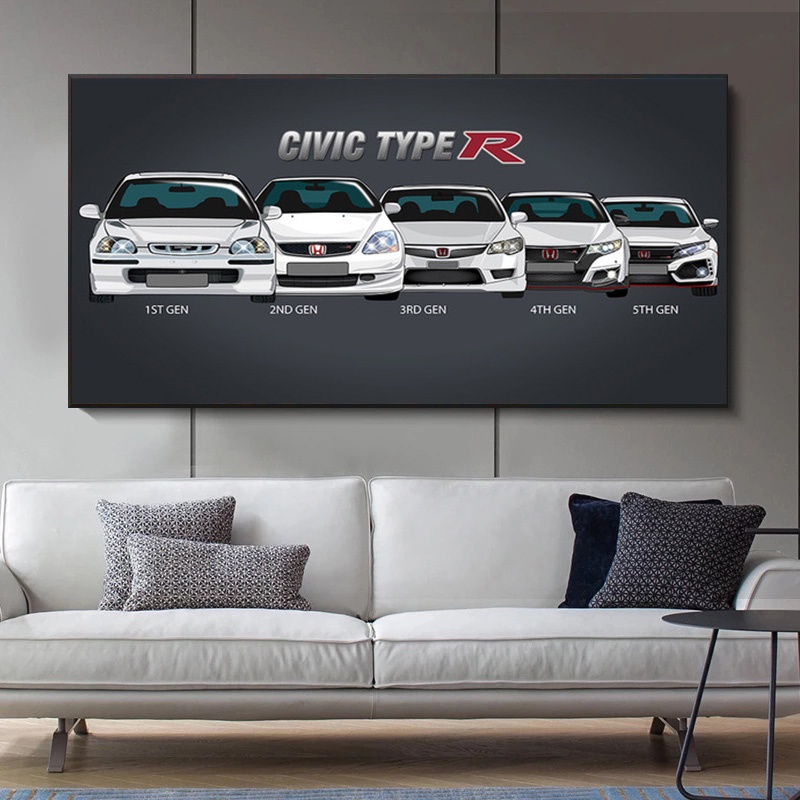 Nghệ Thuật Treo Tường Mô Đun Hình Áp Phích Vải HD In Retro Honda CIVIC Loại R Tranh Ô Tô Hiện Đại Trang Trí Nhà Cửa Phòng Khách Nghệ Thuật Treo Tường