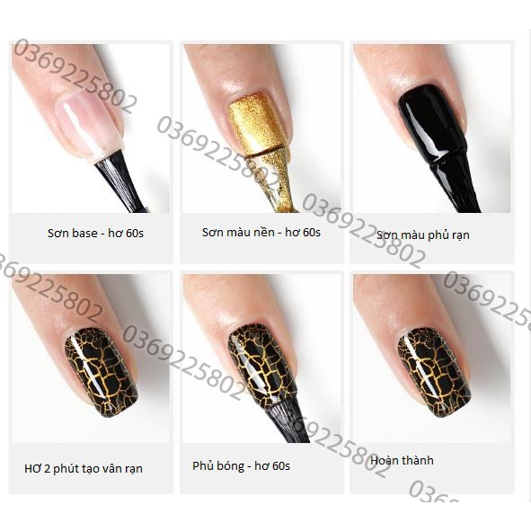 Sơn gel As Sơn NỨT CR tạo hiệu ứng nứt trên mặt móng