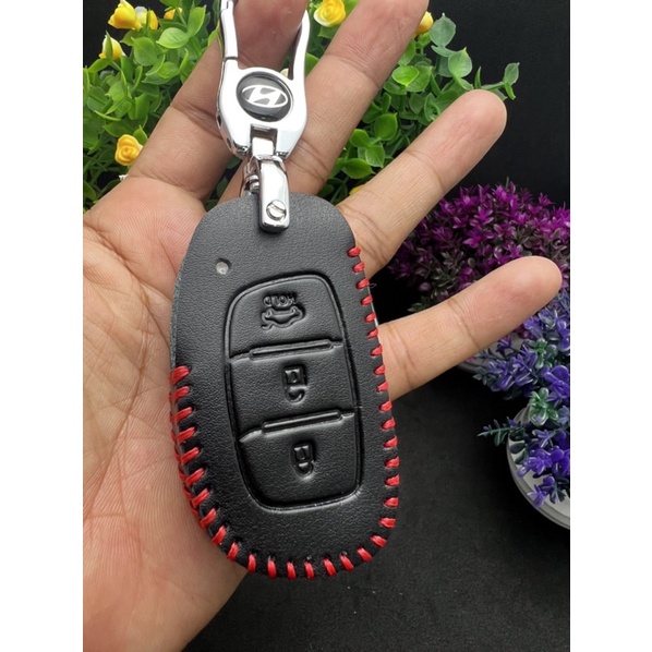 Bao da bò bọc chìa khoá xe Huyndai i10, tucson, elantra bản thông minh