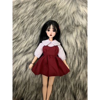 Set áo sơ mi váy dây size blythe, ob24,xinyi