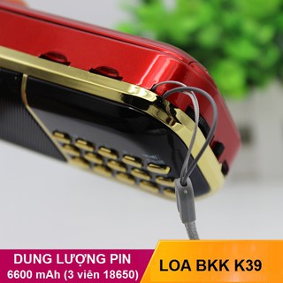 Loa đa năng đài FM BKK K39 có 2 khe gắn thẻ nhớ và đèn pin chiếu sáng - Pin khủng 6600mah (Đen)