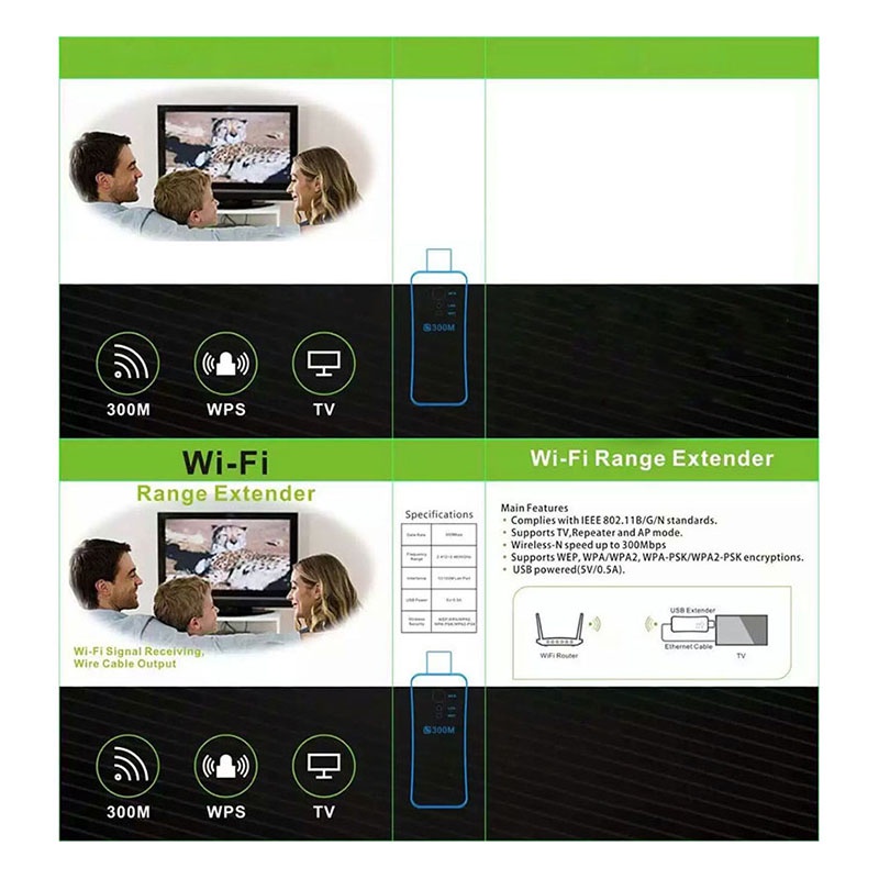 USB TV WiFi Dongle Adapter 300Mbps Bộ thu không dây đa năng RJ45 WPS cho Samsung LG Sony Smart TV