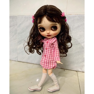 Áo sơ mi caro dáng dài size blythe,xinyi,barbie