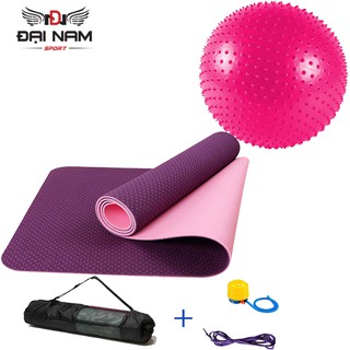 [Mã FAMALLT5 giảm 15% đơn từ 30k] Bộ Thảm Tập Yoga TPE 6mm 2 Lớp + Bóng Tập Yoga Có Gai Cao Cấp Chính Hãng Đại Nam Sport