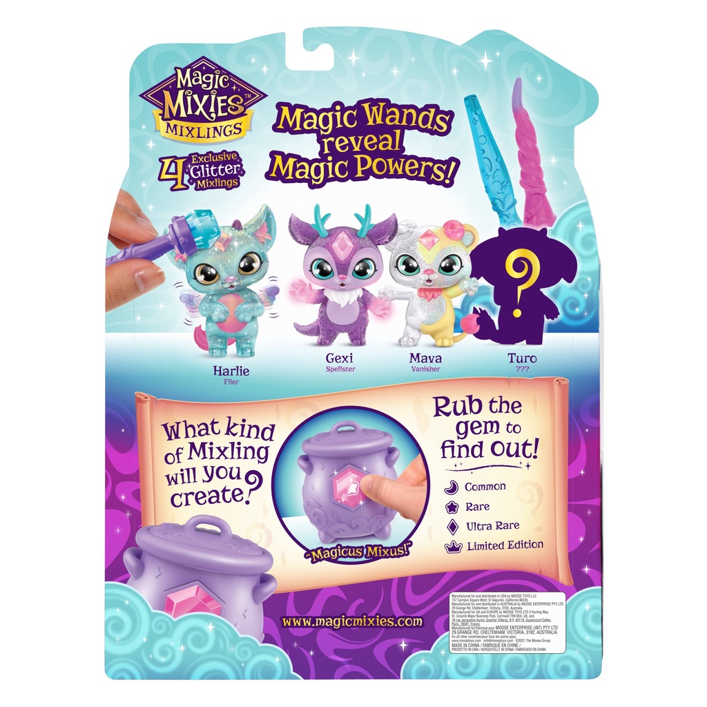 Magic Mixies Mixlings Sparkle Magic Mega 4 Pack, Magic Wand Reveals Magic Power Bộ 4 Cây Đũa Thần Màu Sắc Sặc Sỡ