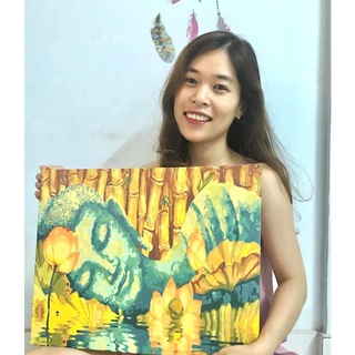 Tranh tô màu theo số tranh số hóa Phật Giáo kích thước 40x50cm đã căng khung - Kho SG ship toàn quốc