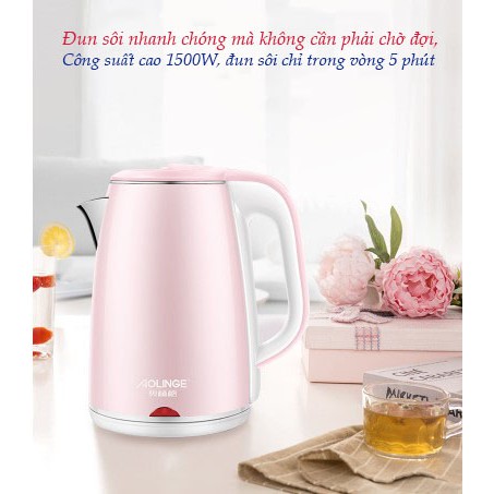 Ấm siêu tốc AOLINGE 1500w dung tích 1,8 lít - Bảo hành 12 tháng