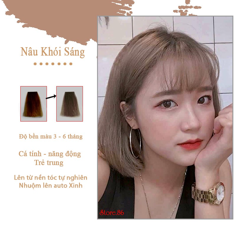 Thuốc nhuộm tóc màu Nâu Khói Sáng 100ml  màu nhuộm lên chuẩn tone