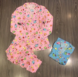 Đồ bộ pijama tay dài chất liệu siêu mát thích hợp cho mùa hè, hình chụp thật