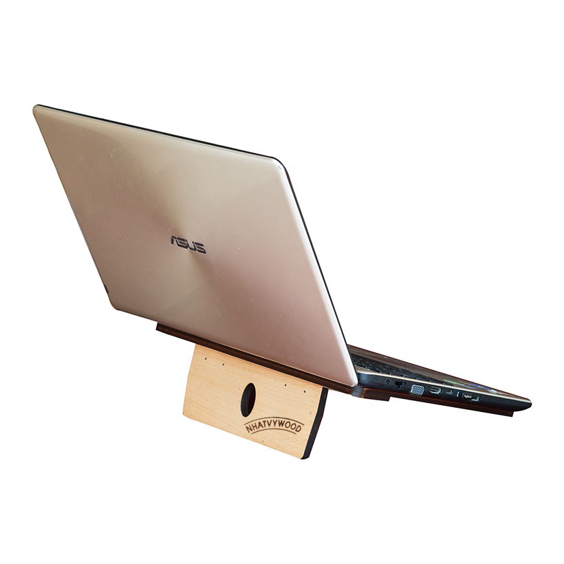 Kệ laptop thông minh có thể gấp gọn vào balô mang đi, kệ để laptop, giá kê đỡ laptop để bàn bằng gỗ Nhatvywood NVLP 03