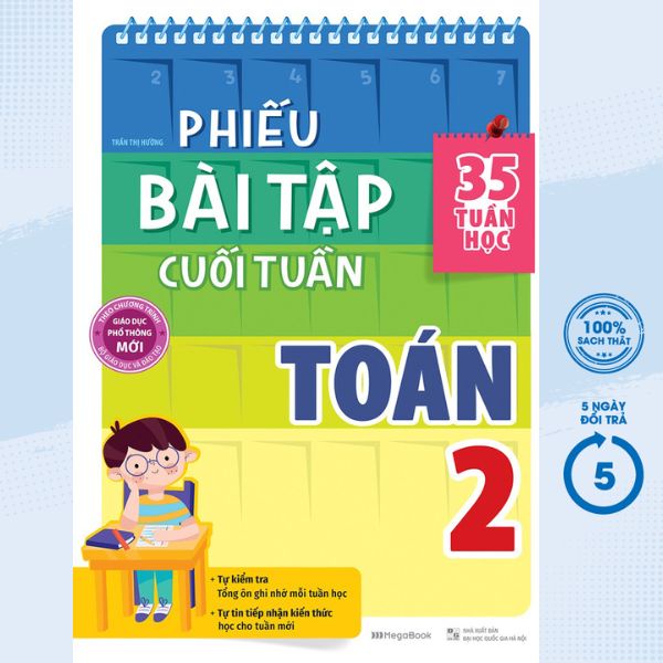 Ảnh Sách Tham Khảo -Phiếu Bài Tập Cuối Tuần Toán 2 (35 Tuần Học) - MEGABOOK 1