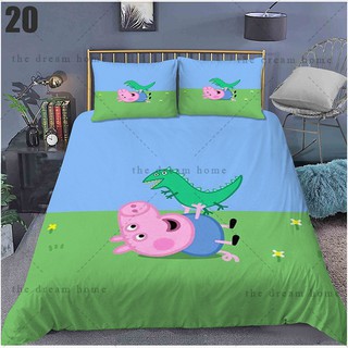 G13 Peppa Pig Anime 3in1 Bộ Chăn Ga Gối Chăn Ga Gối Phòng Ngủ Thoải Mái Có Thể Giặt Được Nhà Phù Hợp Với G13