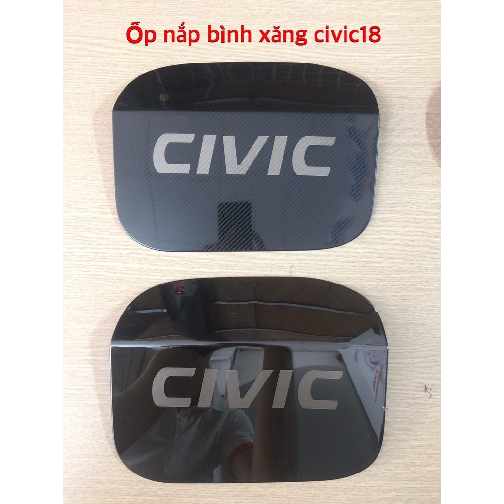 Ốp nắp bình xăng xe Honda Civic 2016-2021, Chất liệu Hợp Kim Carbon và titan cao cấp