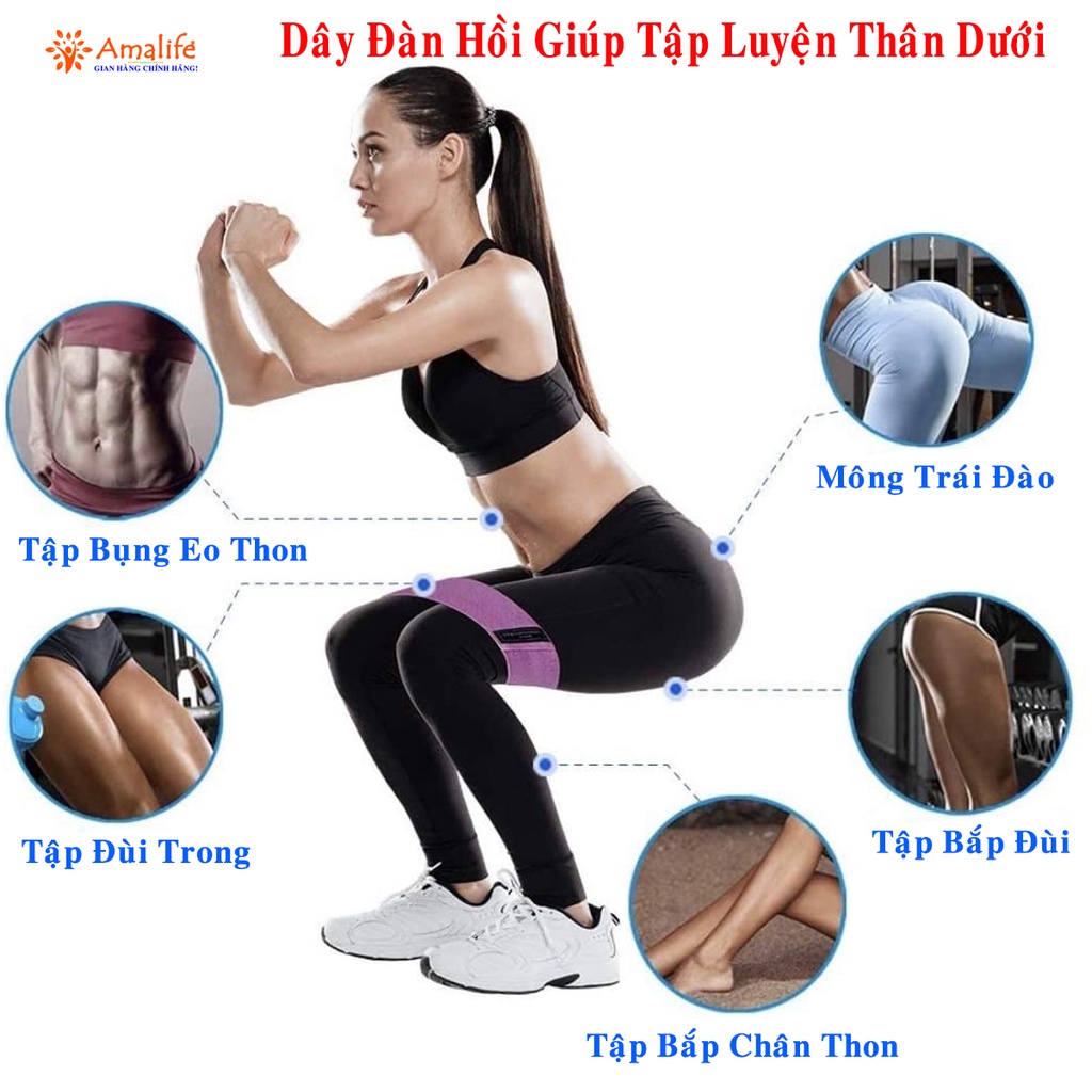 Mô tả Dây Kháng Lực Đàn Hồi Tập Mông Trái Đào Mini Band Hỗ Trợ Tập Chân, Đùi, Gym Cao Cấp Chính Hãng Amalife - 4