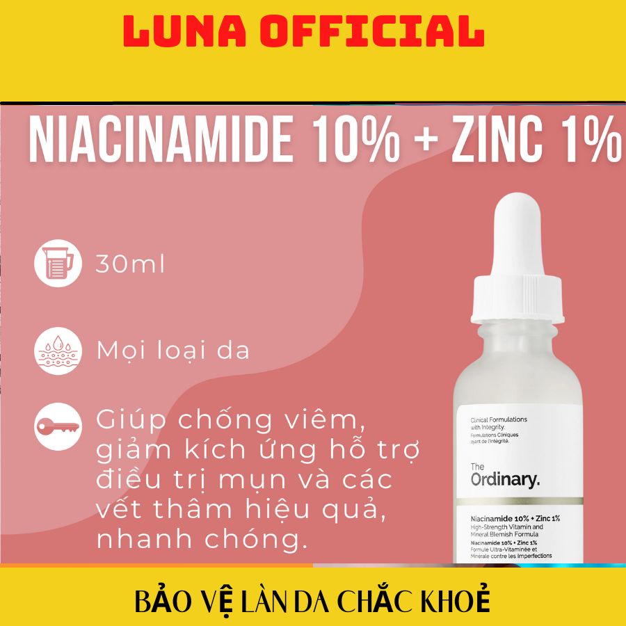Tinh chất The Ordinary Niacinamide 10% + Zinc 1% giảm mụn